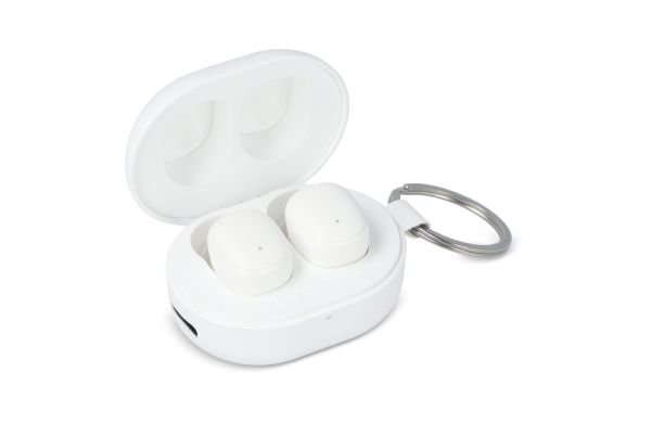 Mini Wireless Earbuds Schlüsselbundgröße, weiss
