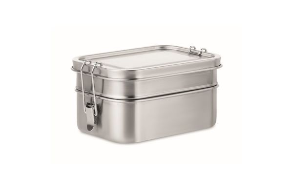 DOUBLE CHAN Lunchbox aus Edelstahl - silber matt