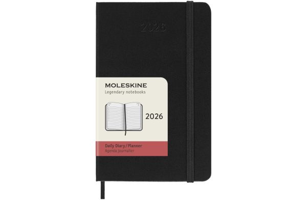 Moleskine Hardcover 12 Monate Tageskalender , Pocket-Format, schwarz