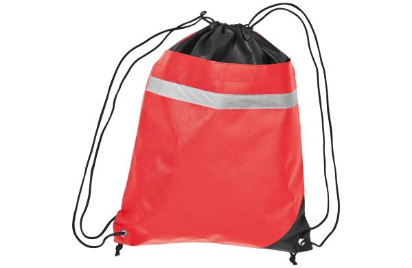 Non Woven Gymbag mit reflektierendem Streifen - rot