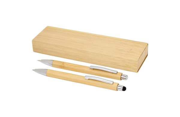 Oblys Kugelschreiber und Druckbleistiftset aus Bambus (schwarze Mine), natur
