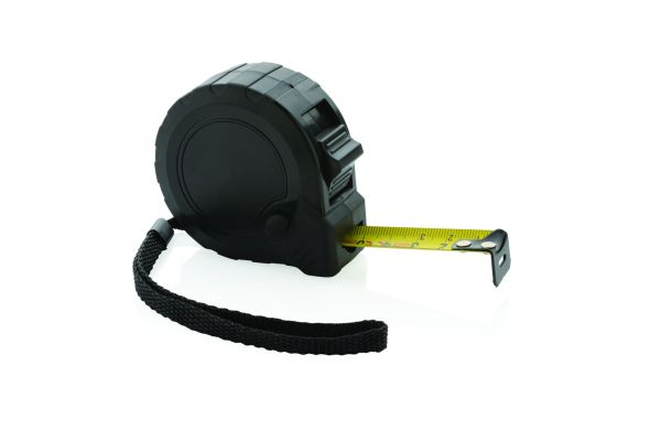 5m/19mm Maßband mit Stop-Taste aus RCS recycelt. Kunststoff/schwarz