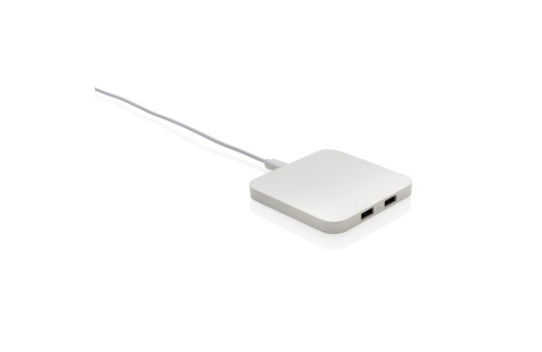 10W Wireless Charger aus RSC recycl. Kunststoff mit Dual-USB/weiß