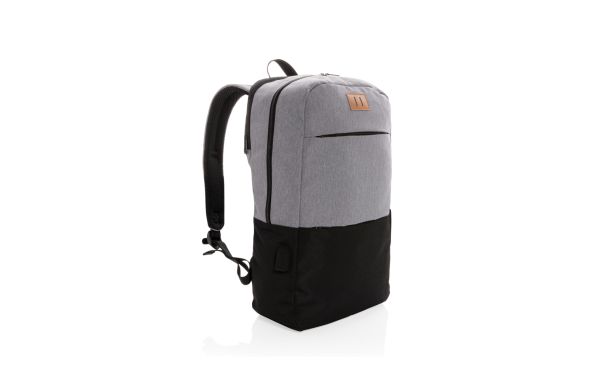 Moderner 15.6" USB & RFID Laptop-Rucksack, PVC-frei/schwarz