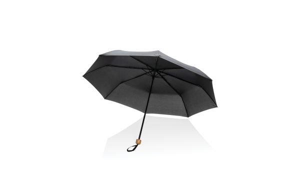 20.5" Impact AWARE™ RPET 190T Pongee Bambus Mini-Schirm/schwarz