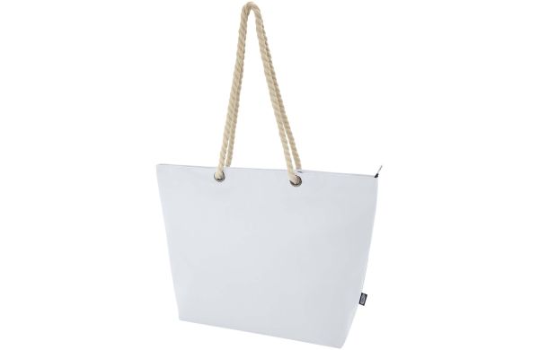Panama Strandkühltasche mit Kordelgriffen aus recyceltem GRS-Material, 23L, weiss