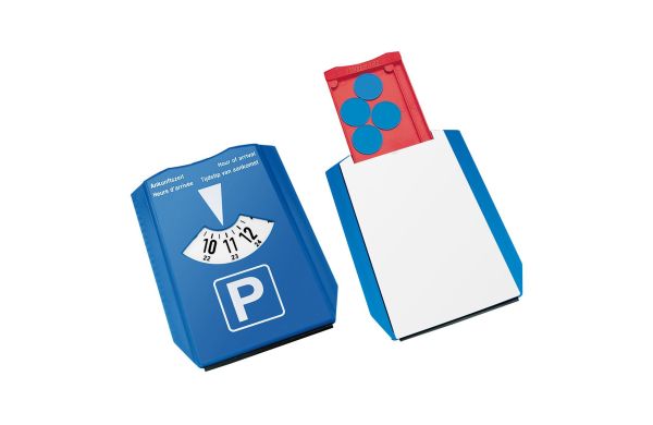 Parkscheibe Beta Quartett_ blau_ weiss_ blau