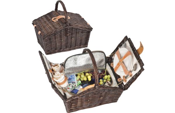 Picknickkoffer aus Weidengeflecht für 2 Personen - braun