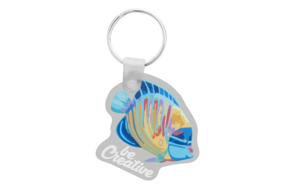 Schlüsselanhänger in Sonderform CreaFob, weiss-silber