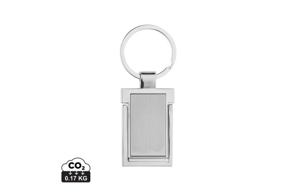 Schlüsselanhänger&Telefonständer aus RCS rec. Zinklegierung, silber