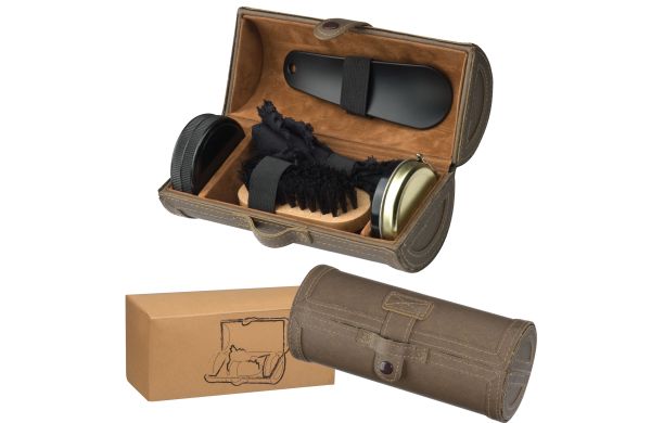 Schuhputzset 6 teilig - braun