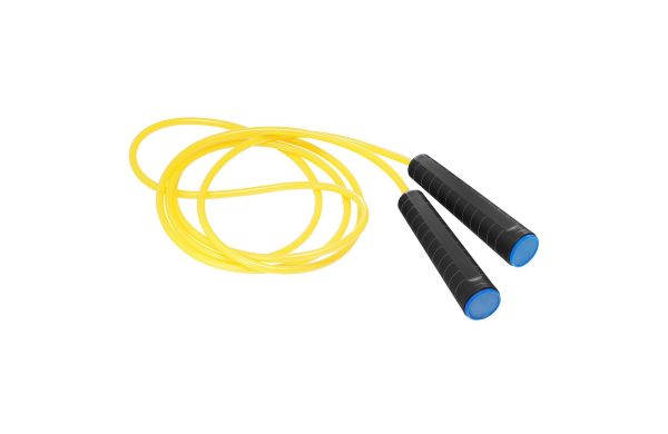 Springseil_ schwarze Griffe_ blau_ neongelb