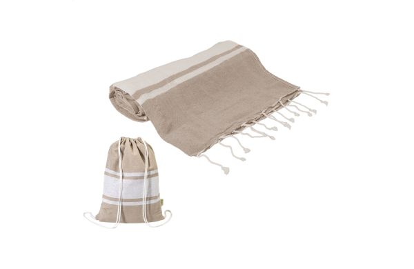 Strandtuch und Turnbeutel aus recycelter Baumwolle Tortuga, natur