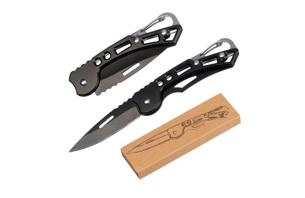 Taschenmesser mit Karabinerhaken - schwarz