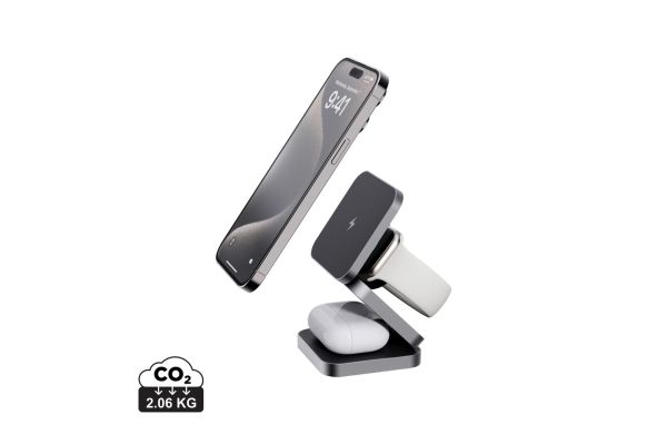 Terra faltbares 3-in-1 15W Charger aus RCS rec. Aluminium, grau