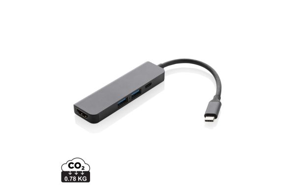 Terra Hub aus RCS recyceltem Aluminium mit HDMI-Input, grau