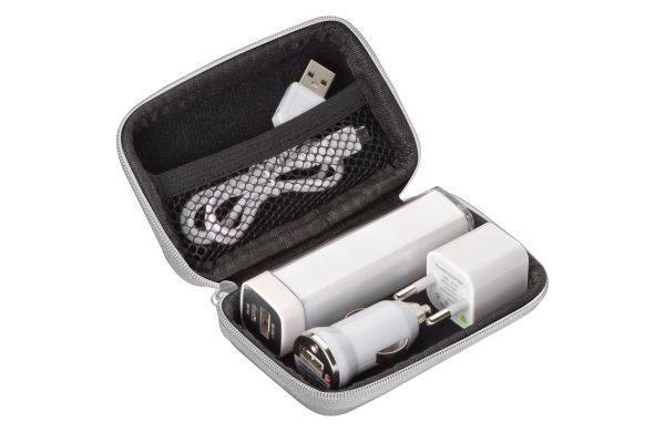 Travel Set Powerbank, EU-Stecker und USB Ladegerät - weiß