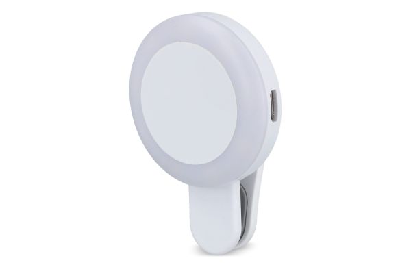 Universelle tragbare Selfie-LED-Leuchte mit 3 Helligkeitsstufen, weiss
