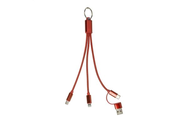 USB-Ladekabel mit Schlüsselanhänger Rafob, rot