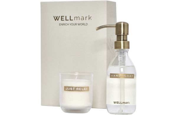 Wellmark Discovery 250 ml Handseifenspender und 150 g Duftkerze im Set, weiss