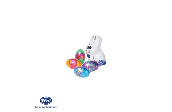 Werbe-Hase mit Schokoladenmischung
