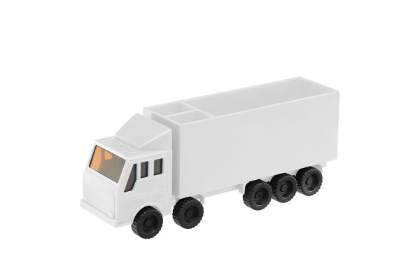 Zettelbox mit Köcher "LKW", Führerhaus weiß, Anhänger weiß / weiß