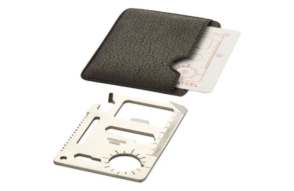 Saki Taschen Werkzeugkarte mit 15 Funktionen - silber, schwarz 