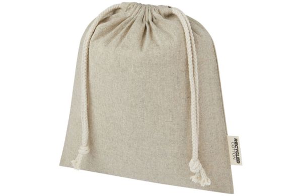 Pheebs 150 g/m² GRS Zuziehbeutel aus Recyclingbaumwolle mittel 1,5 l - heather natur 