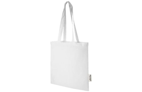 Madras 140 g/m² Baumwoll Tragetasche aus GRS recycelter Baumwolle, 7L - weiss 