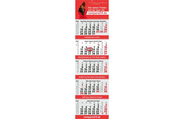 5-Monatskalender Mehrblock Grande Wire-O 5 Wire-O-Bindung