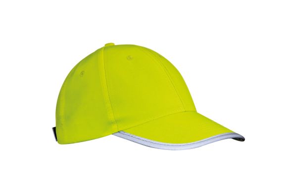 AZO freie 6 Panel Baseballcap für Kinder aus Polyester mit reflektierender Borte - gelb