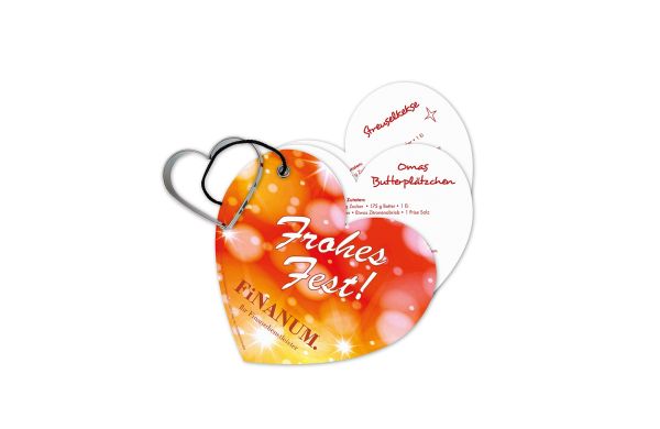 Backförmchen mit Rezeptblock Weihnachtsherz
