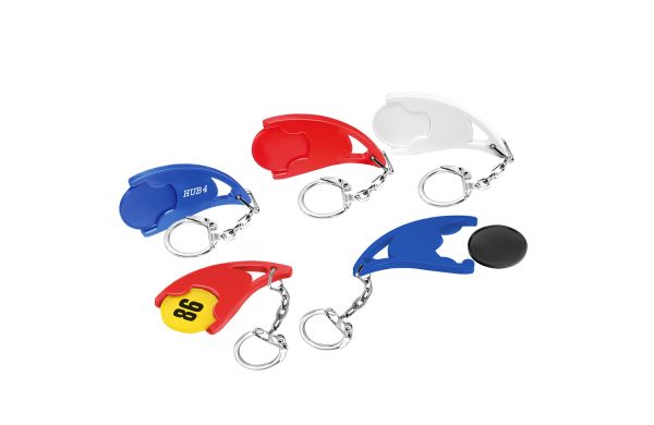 Chiphalter mit 1Euro-Chip_ Gliederkette und Ring Epsilon_ blau-blau