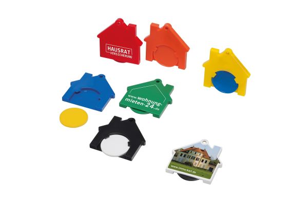 Chiphalter mit 1Euro-Chip Haus_ blau-blau