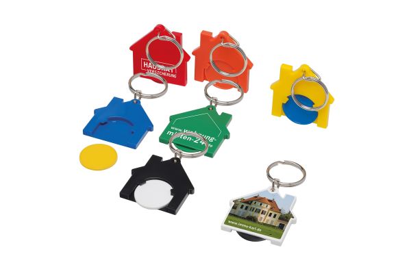 Chiphalter mit 1Euro-Chip und Ring Haus_ blau-blau
