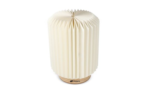 Coollux faltbare Papier LED-Lampe Aurora auf Holzsockel, 22cm, natur
