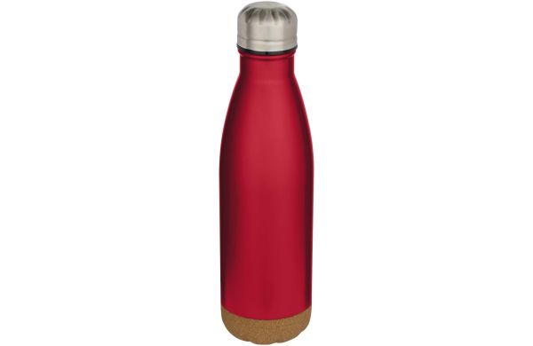 Cove 500 ml doppelwandige, vakuumisolierte Trinkflasche aus Edelstahl mit Korkdetails, rot
