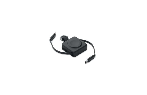 Einziehbares 100W-Typ-C-Kabel, Schwarz
