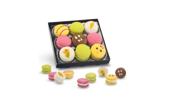 Geschenkartikel / Präsentartikel: Bunte Oster-Macarons, 90 g