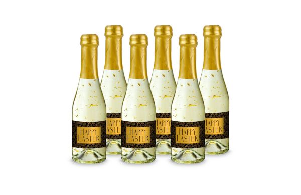 Geschenkartikel: Hasengold - 6 x Goldflockentraum Piccolo 0,2 l - Flasche klar, Kapsel gold