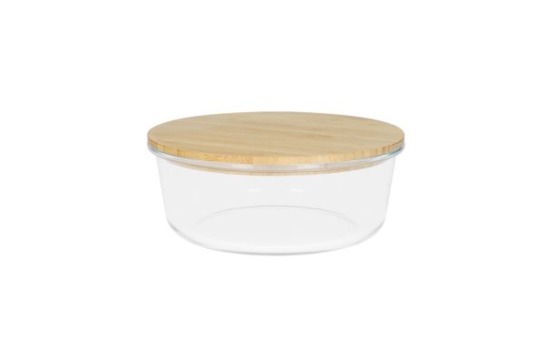 Glasbox "Balance", rund 17x7 cm, transparent/braun