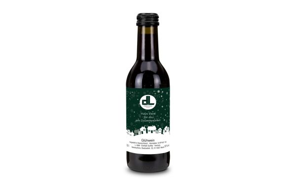 Glühwein - Flasche olivgrün, Schraubverschluss schwarz, 0,25 l