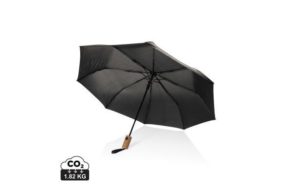 Kaycey 21“ Auto-Open Mini-Regenschirm aus AWARE™ rPET, schwarz