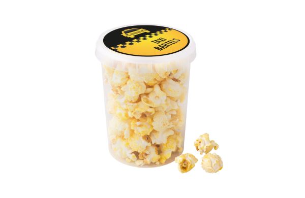 Kleiner Eimer mit Popcorn, transparent