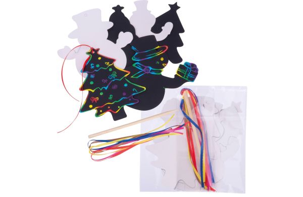 Kratzpapier Ornamente Set zum Aufhängen PROKOP, mehrfarbig
