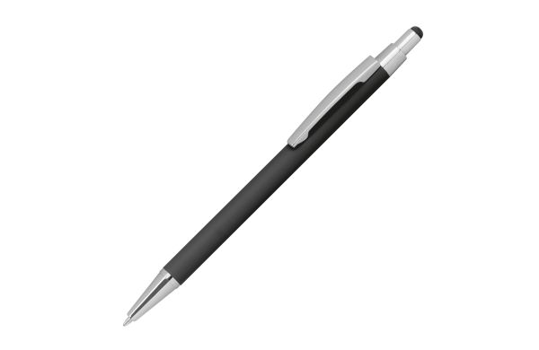 Kugelschreiber aus Metall mit Rubberfinish und Touchfunktion - schwarz
