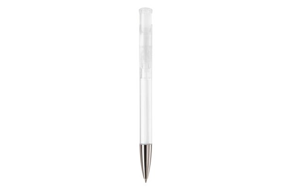 Kugelschreiber Avalon Transparent mit Metallspitze, transparent weiss