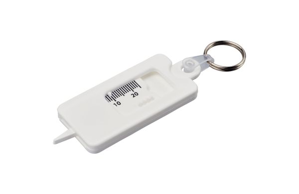 Kym Reifenprofilmesser Schlüsselanhänger aus recyceltem Material, weiss