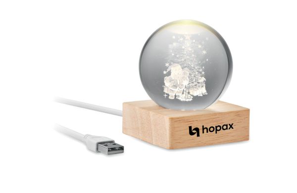 LED-Weihnachtskugel - holzfarben