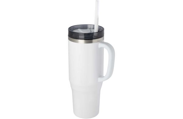 Melbourne 1200 ml RCS-zertifizierter Isolierbecher mit Strohhalm, weiss